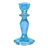 Boho Blue Glass Candle Holder - Zebra Blush