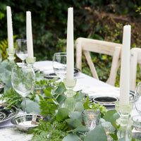 Boho Green Glass Candle Holder - Zebra Blush