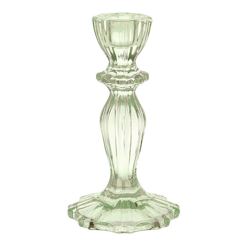 Boho Green Glass Candle Holder - Zebra Blush