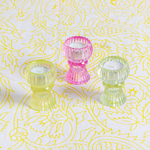 Boho Green Glass Candle Holder
