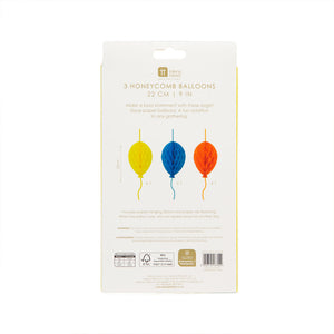 Birthday Balloons Bright Paper Honeycomb Decorations