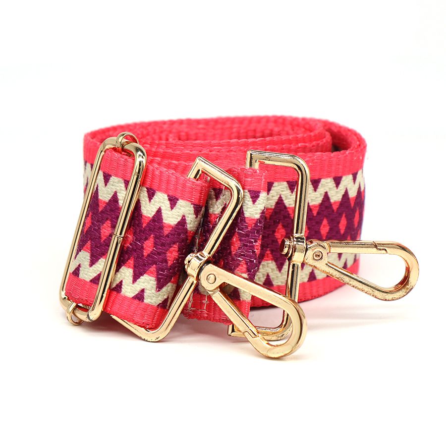 FUSCHIA AND PURPLE DIAMOND/STRIPED WOVEN INTERCHANGEABLE BAG STRAP