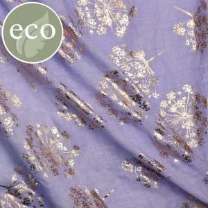 WASHED FINISH LILAC SCARF WITH COW PARSLEY FOIL PRINT