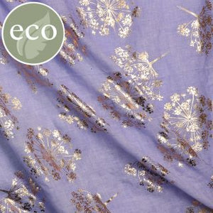 WASHED FINISH LILAC SCARF WITH COW PARSLEY FOIL PRINT