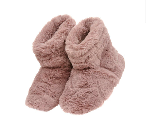 Pink Faux Fur Slipper Boots - Zebra Blush