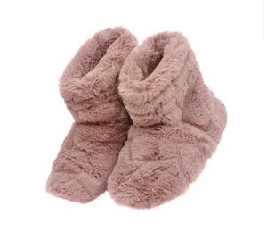 Pink Faux Fur Slipper Boots - Zebra Blush