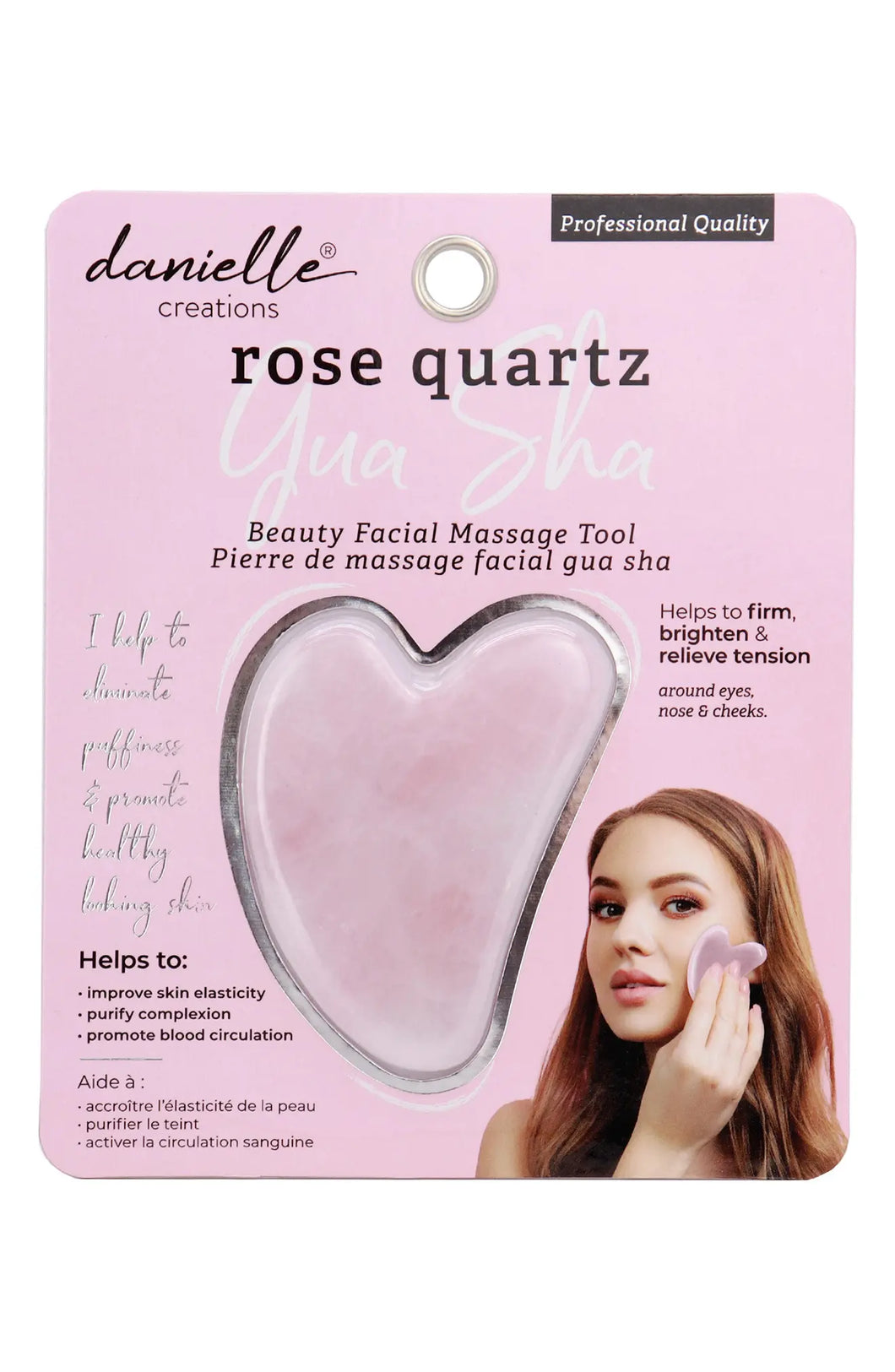 Gua Sha Massage Tool - Rose Quartz - Zebra Blush