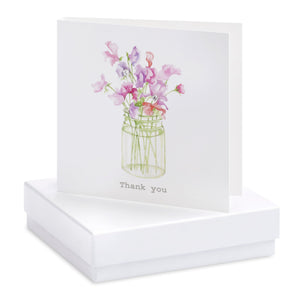 Boxed Sweet Pea Thank You Earring Card - Zebra Blush