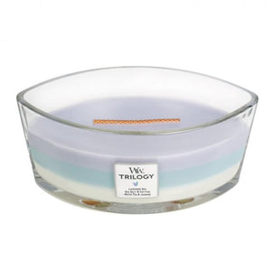 Calming Retreat Woodwick Trilogy Ellipse Candle - Zebra Blush