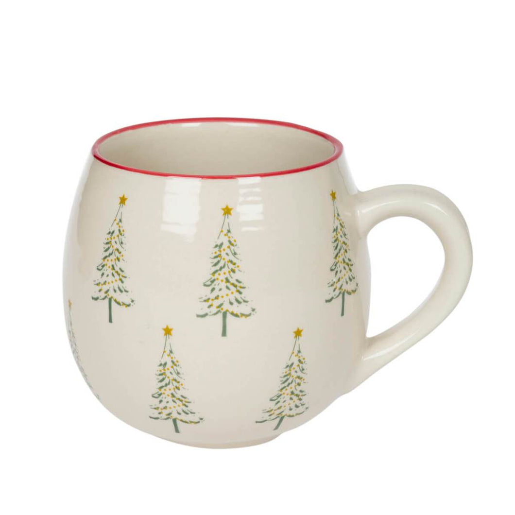 Mug  Stoneware  Patterned  Christmas Trees - Zebra Blush