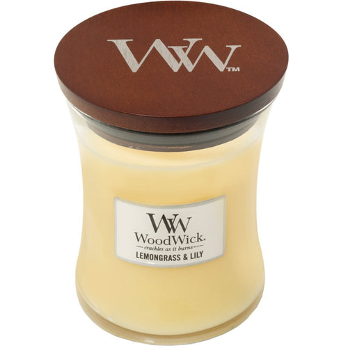 Lemongrass & lily Medium Woodwick Candle - Zebra Blush