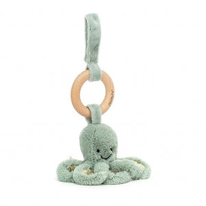 Odyssey Octopus Wooden Ring Toy - Zebra Blush