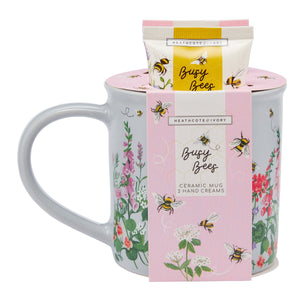 Busy Bees Mug Set (Ceramic Mug with Hand Creams 2 x 50ml)