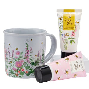 Busy Bees Mug Set (Ceramic Mug with Hand Creams 2 x 50ml)