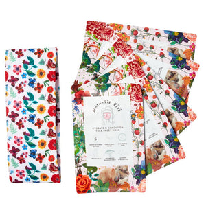 Myrtle Woods Feel Fabulous Kit (5 x Hydrate and Condition Face Sheet Masks with a printed Head Band) - Zebra Blush