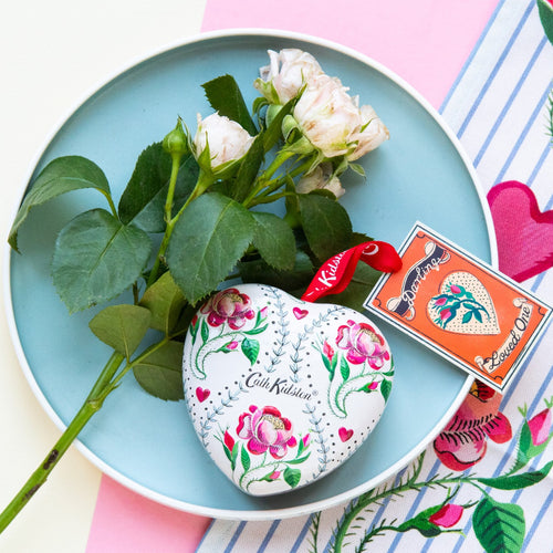 Cath Kidston Keep Kind 100g Heart Soap in embossed Heart Tin - Zebra Blush