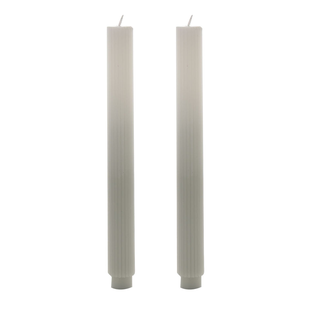 Hestia Set of 2 Ombre Dinner Candles - Taupe/White