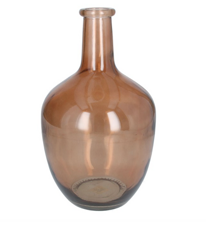Dk Amber Glass Rum Bottle Vase, Sml - Zebra Blush