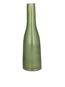 Green Etch Effect Glass Bottle Vase - Zebra Blush