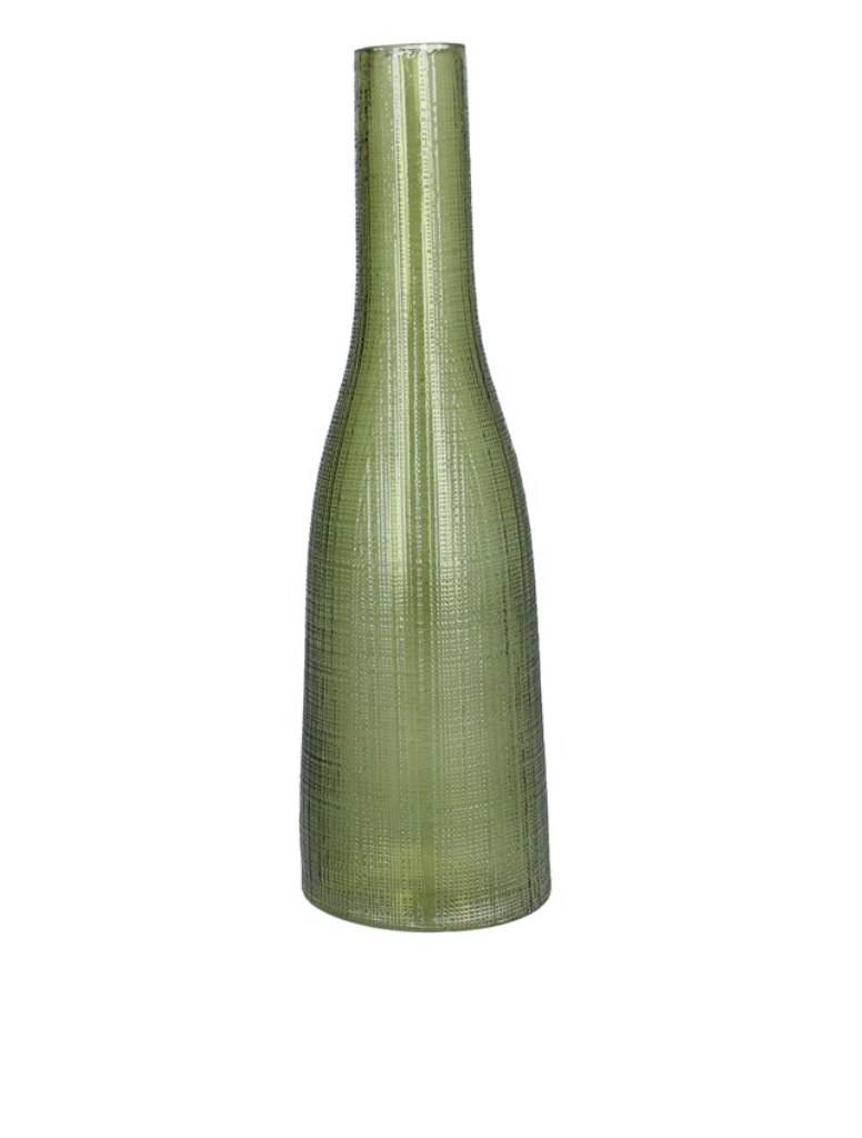 Green Etch Effect Glass Bottle Vase - Zebra Blush