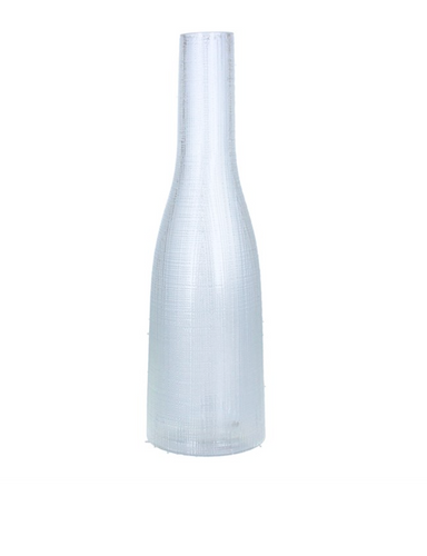 Clear Etch Effect Glass Bottle Vase - Zebra Blush