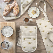 Load image into Gallery viewer, Double Oven Glove - Linen - Bees - Zebra Blush
