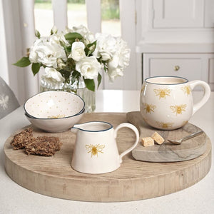 Nibbles Bowl - Stoneware - Bees - Zebra Blush