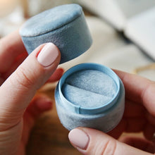 Load image into Gallery viewer, Blue Velvet Ring Box
