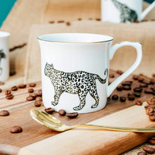 Load image into Gallery viewer, Cheetah Mug with Gold Rim

