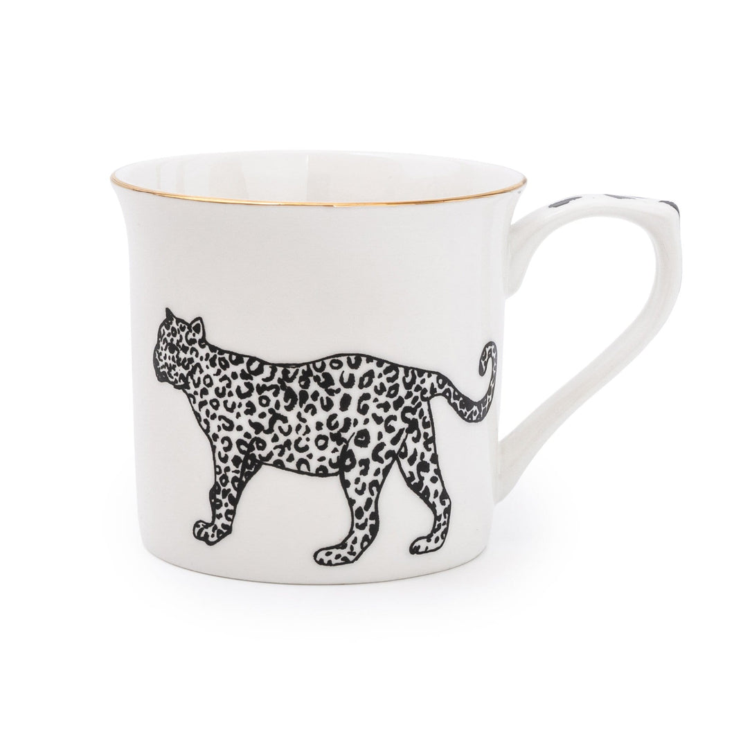 Cheetah Mug with Gold Rim