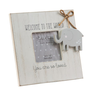 3.5" x 3.5" - Petit Cheri Welcome To The World Frame - Zebra Blush