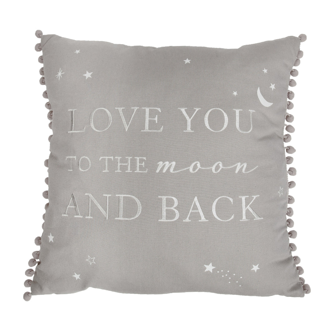 Bambino Linen Square Cushion Love You To The Moon & Back - Zebra Blush