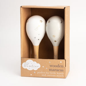 Bambino Wooden Maracas Twinkle Twinkle - Zebra Blush
