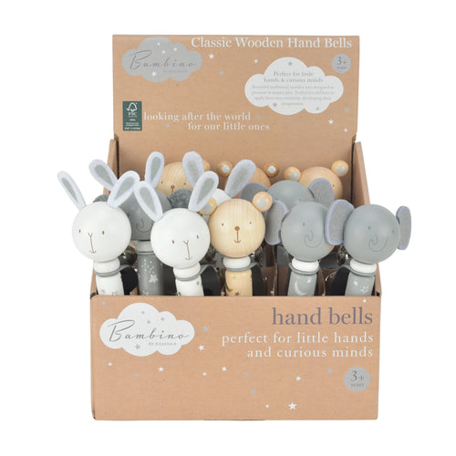 Bambino Toy Wooden Handbells - 3 designs - Zebra Blush