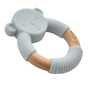 Bambino Teddy Teether Grey / Pink / Blue - Zebra Blush