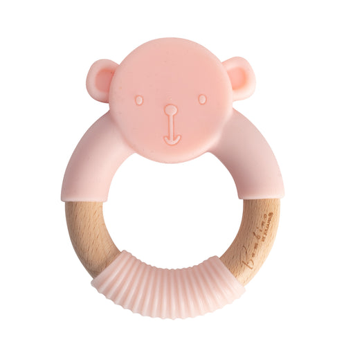 Bambino Teddy Teether Grey / Pink / Blue - Zebra Blush