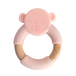Bambino Teddy Teether Grey / Pink / Blue - Zebra Blush