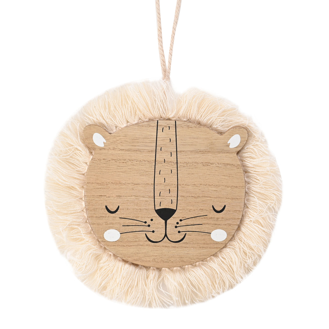 Petit Cheri MDF Hanging Lion Head 19cm - Zebra Blush