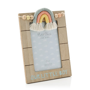 Photo Frame with Macrame Rainbow "Little Boy" 4" x 6" - Zebra Blush