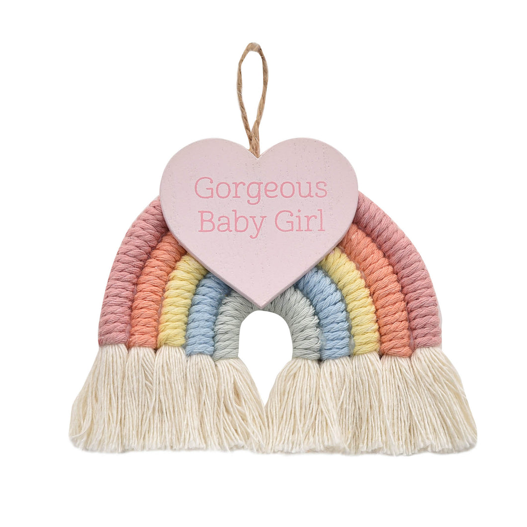 Petit Cheri Macrame Rainbow Hanger Baby Girl - Zebra Blush