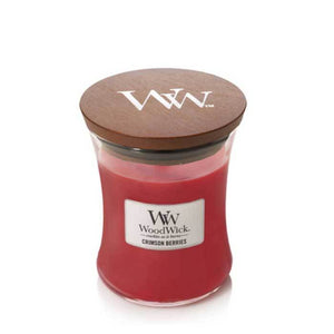 Crimson Berries Woodwick Medium Candle - Zebra Blush