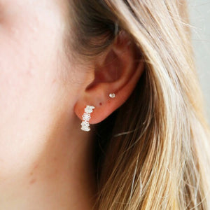 Daisy Hoop Earrings in Silver