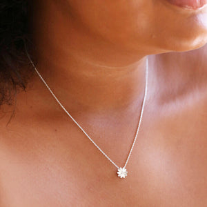 Daisy Charm Necklace in Silver