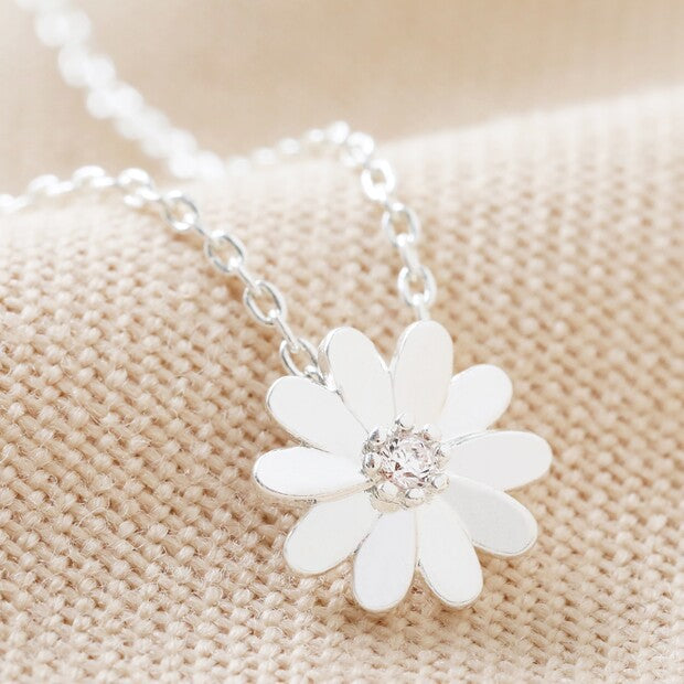 Daisy Charm Necklace in Silver
