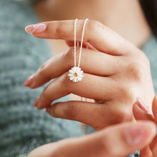 Load image into Gallery viewer, White Enamel Daisy Necklace with Gold Middle
