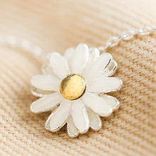 Load image into Gallery viewer, White Enamel Daisy Necklace with Gold Middle
