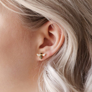 Enamel bee earrings