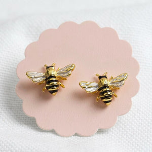 Enamel bee earrings