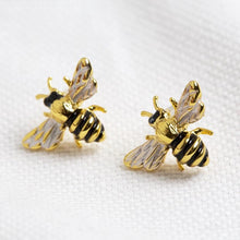 Load image into Gallery viewer, Enamel bee earrings
