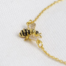 Load image into Gallery viewer, Enamel bee bracelet with peach daisy
